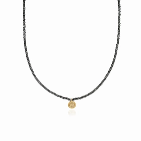 Anna Beck Medium Beaded Hematite Circle Pendant Necklace