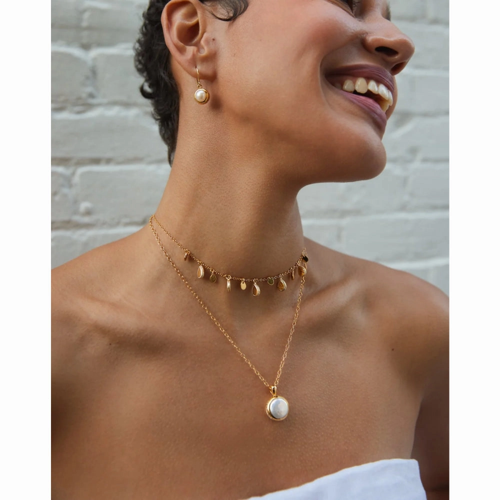 Anna Beck Pearl and Twisted Small Coin Pearl Pendant Necklace