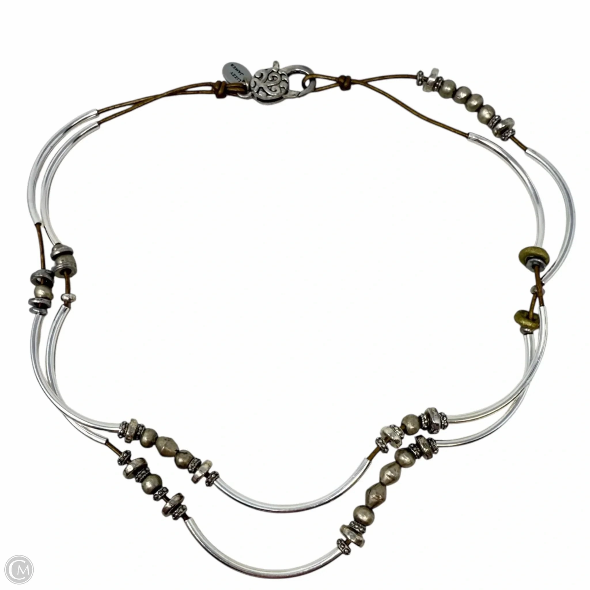 Bella Metallic Bronze Leather Wrap Bracelet/Necklace with Silver & Mixed Metal Beads By Lizzy James