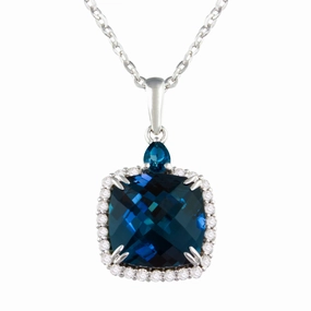 Bellarri Forever Young 14k Gold Diamond & London Blue Topaz Necklace