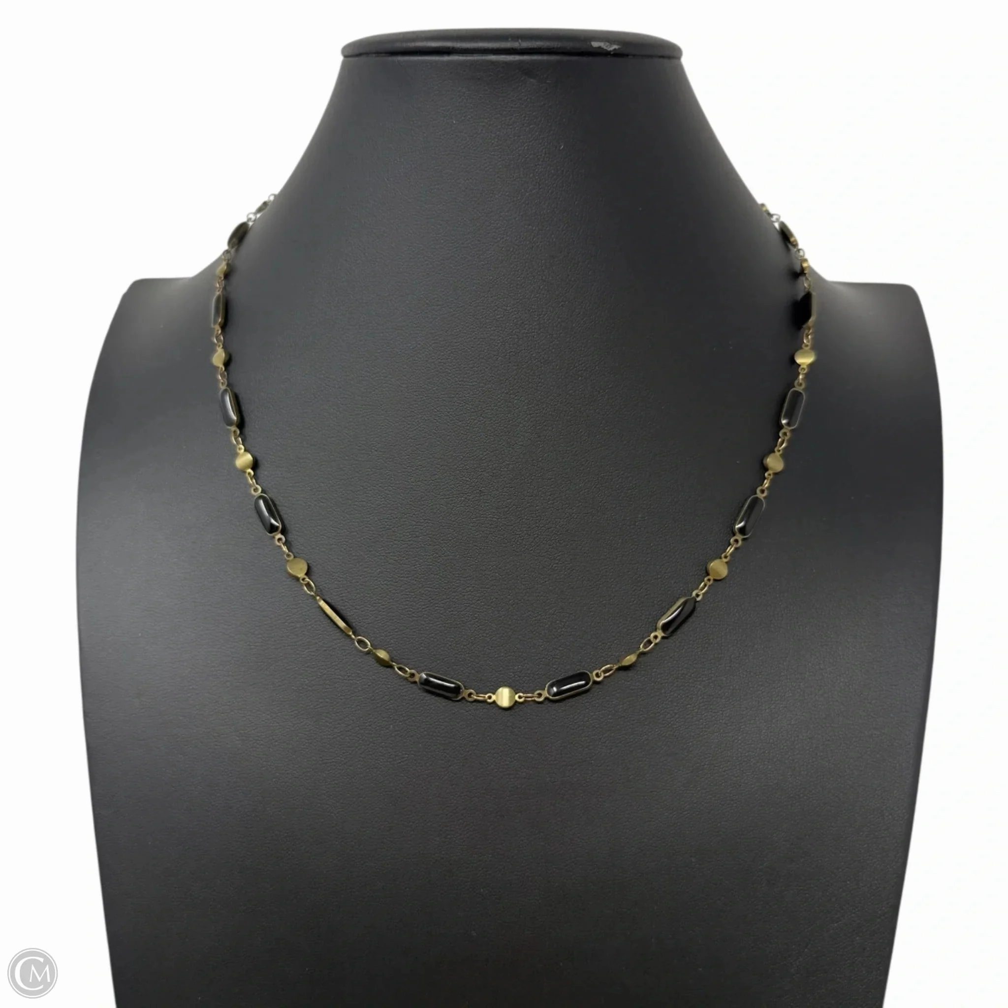 Black & Gold Tone Bar Link Necklace