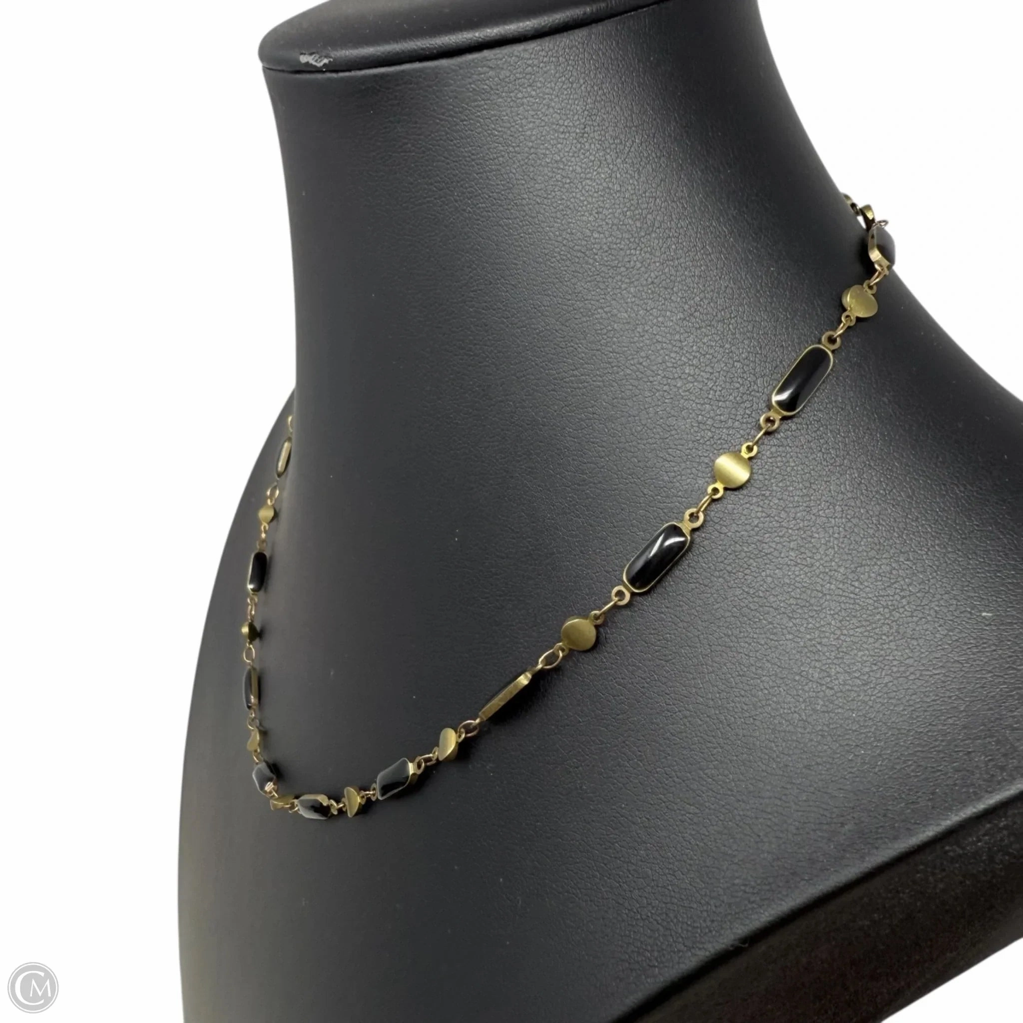 Black & Gold Tone Bar Link Necklace