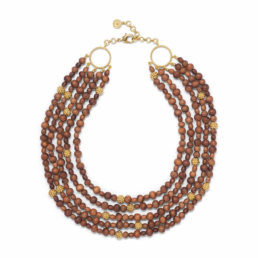 Capucine de Wulf Earth Goddess Beads 5-Strand Necklace with Teak