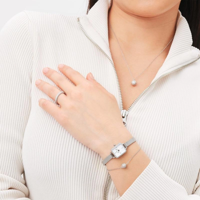 Daniel Wellington Pav Crystal Pendant Necklace Silver
