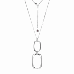 Elle "Allure" Double Open Rectangles Pendant Necklace