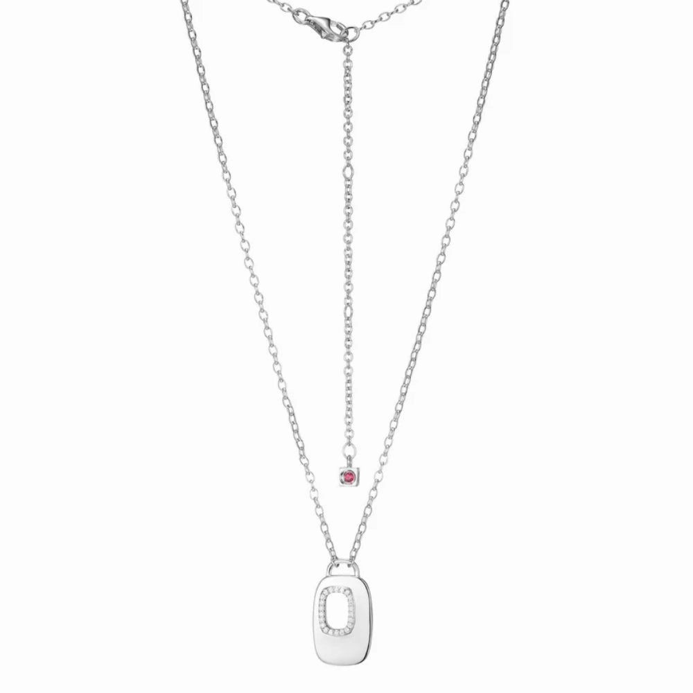 Elle Sterling Silver "Lookout" Rectangular Drop Necklace