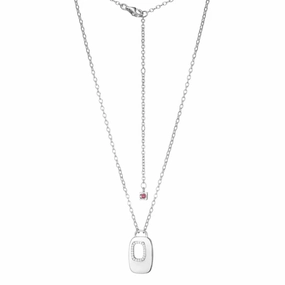 Elle Sterling Silver "Lookout" Rectangular Drop Necklace
