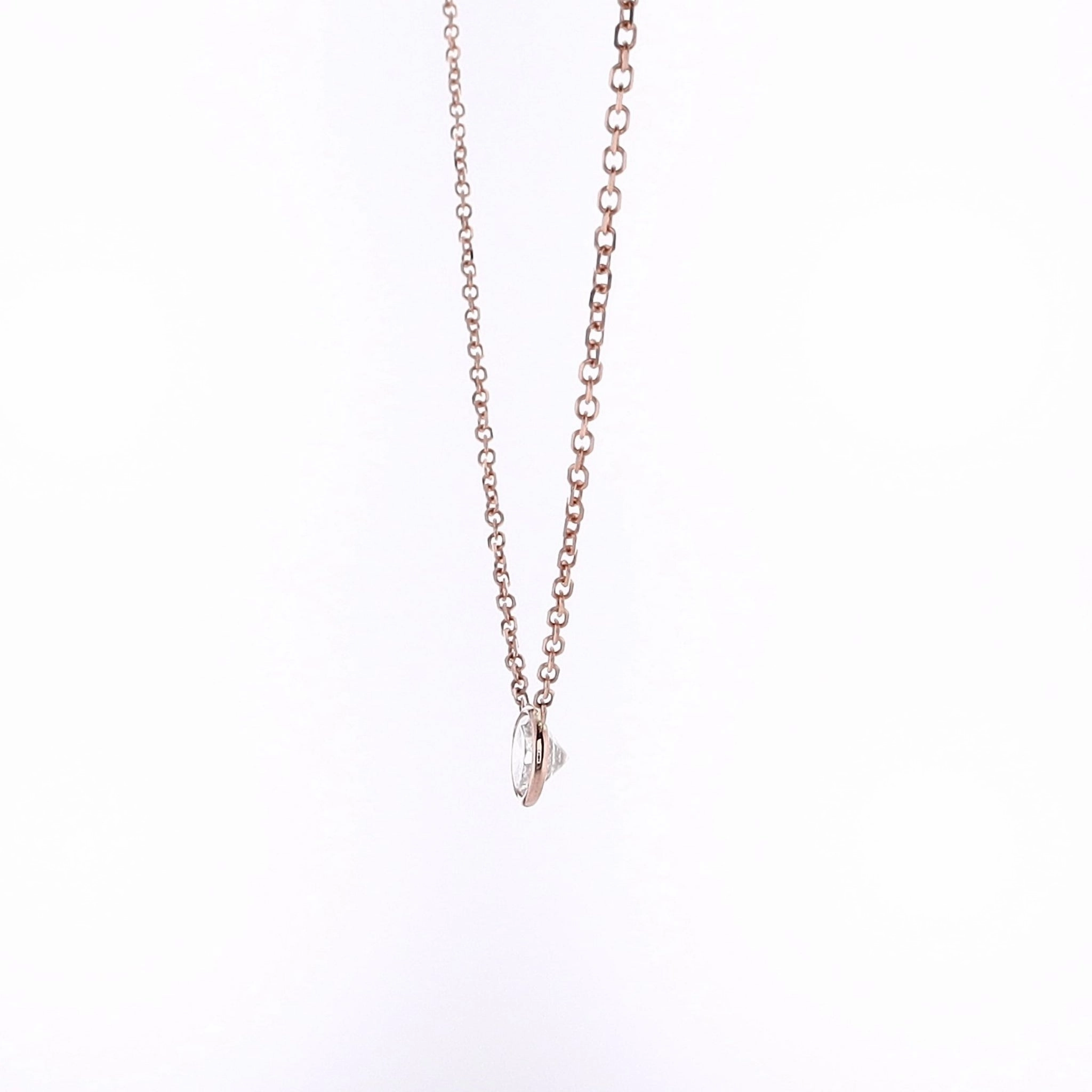 Estate 14 Karat Rose Gold Solitaire Diamond Pendant Necklace
