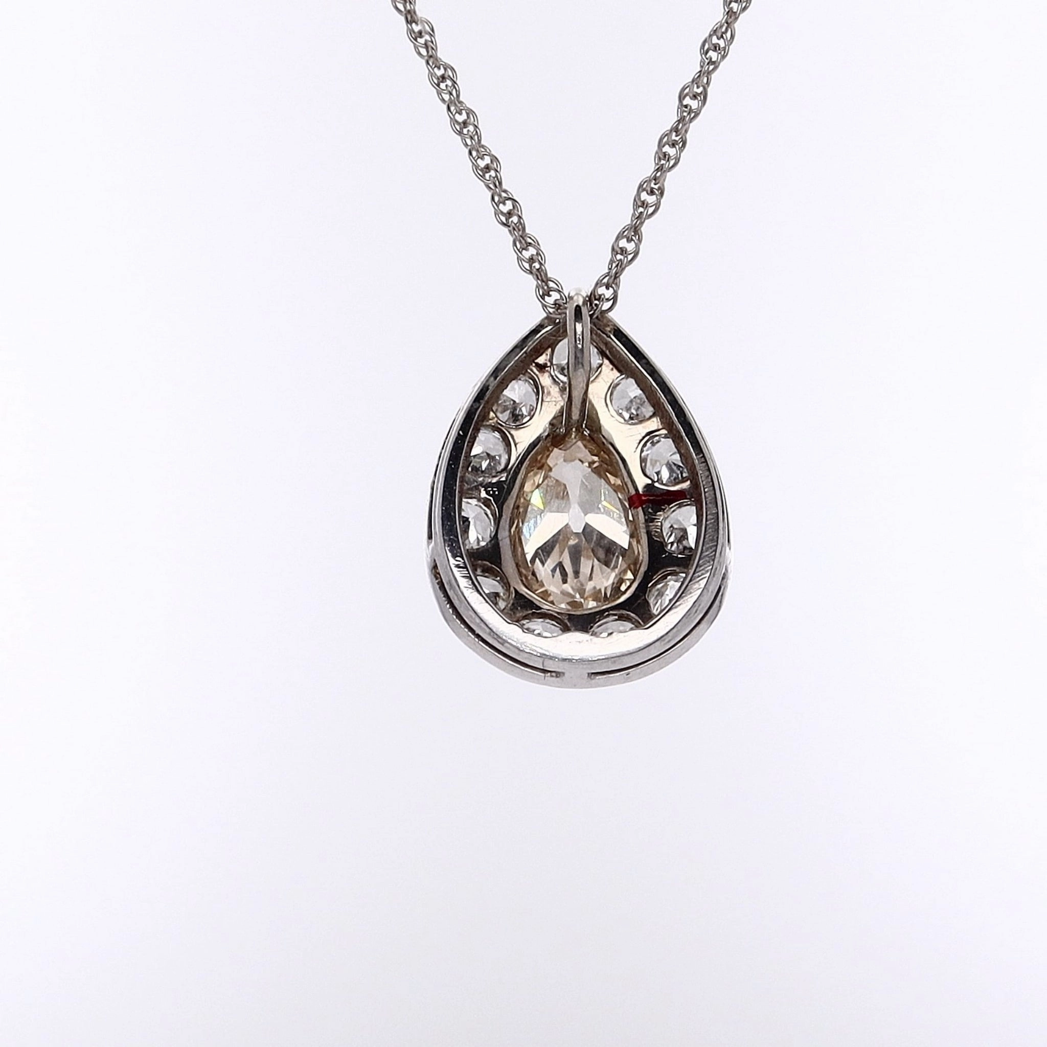 Estate 14 Karat White Gold Diamond Pendant Necklace