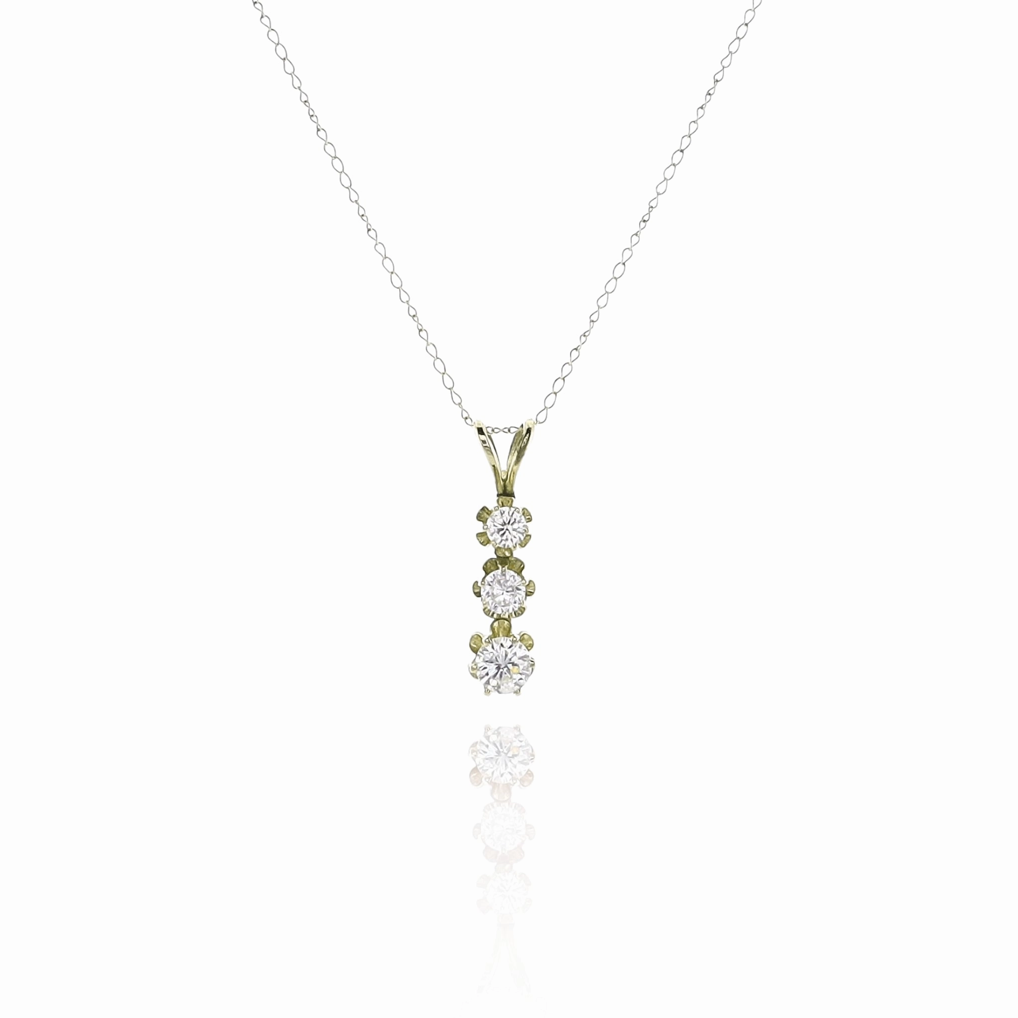 Estate 14k Yellow Gold 19in Graduated Diamond Pendant Necklace
