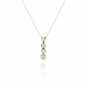 Estate 14k Yellow Gold 19in Graduated Diamond Pendant Necklace