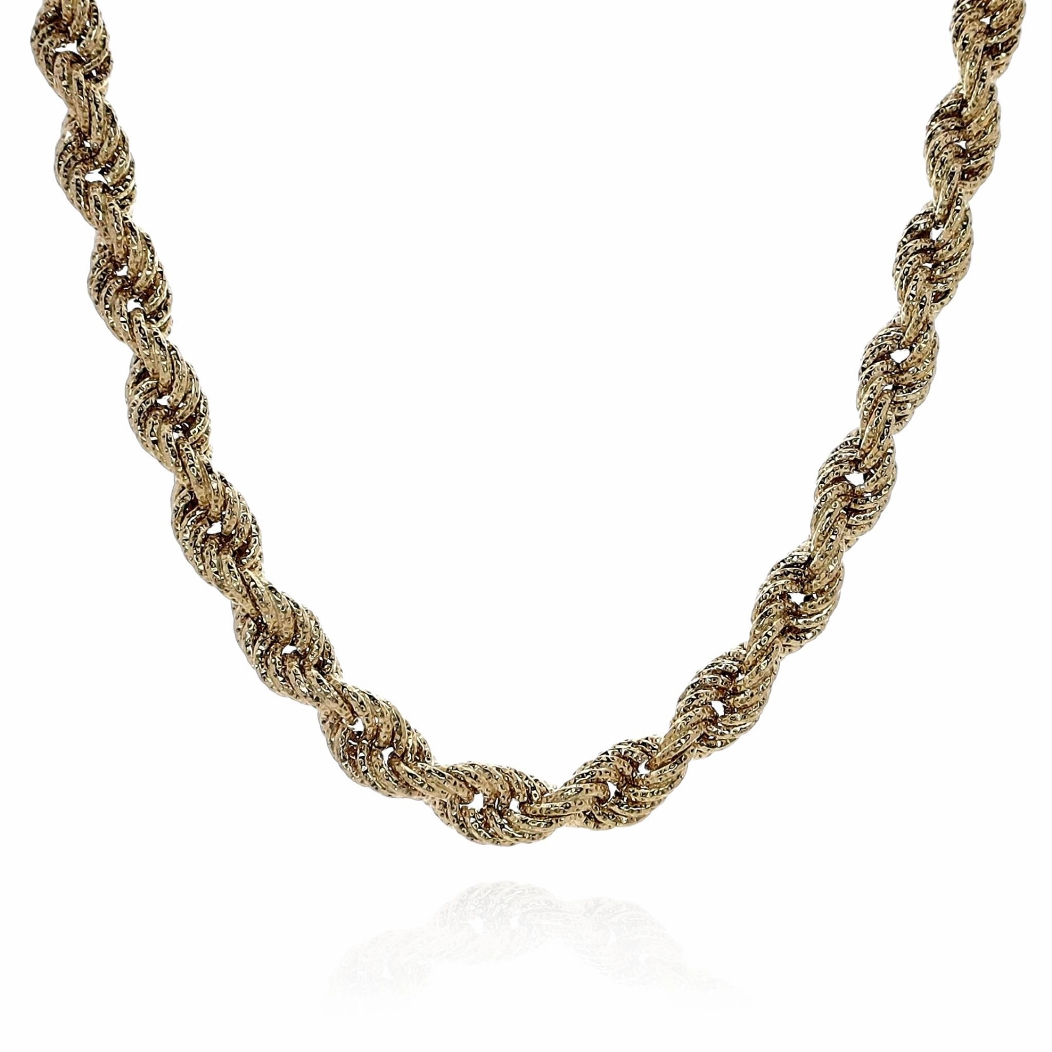 Estate 14k Yellow Gold 20.5" Textured Rope Chain Necklace
