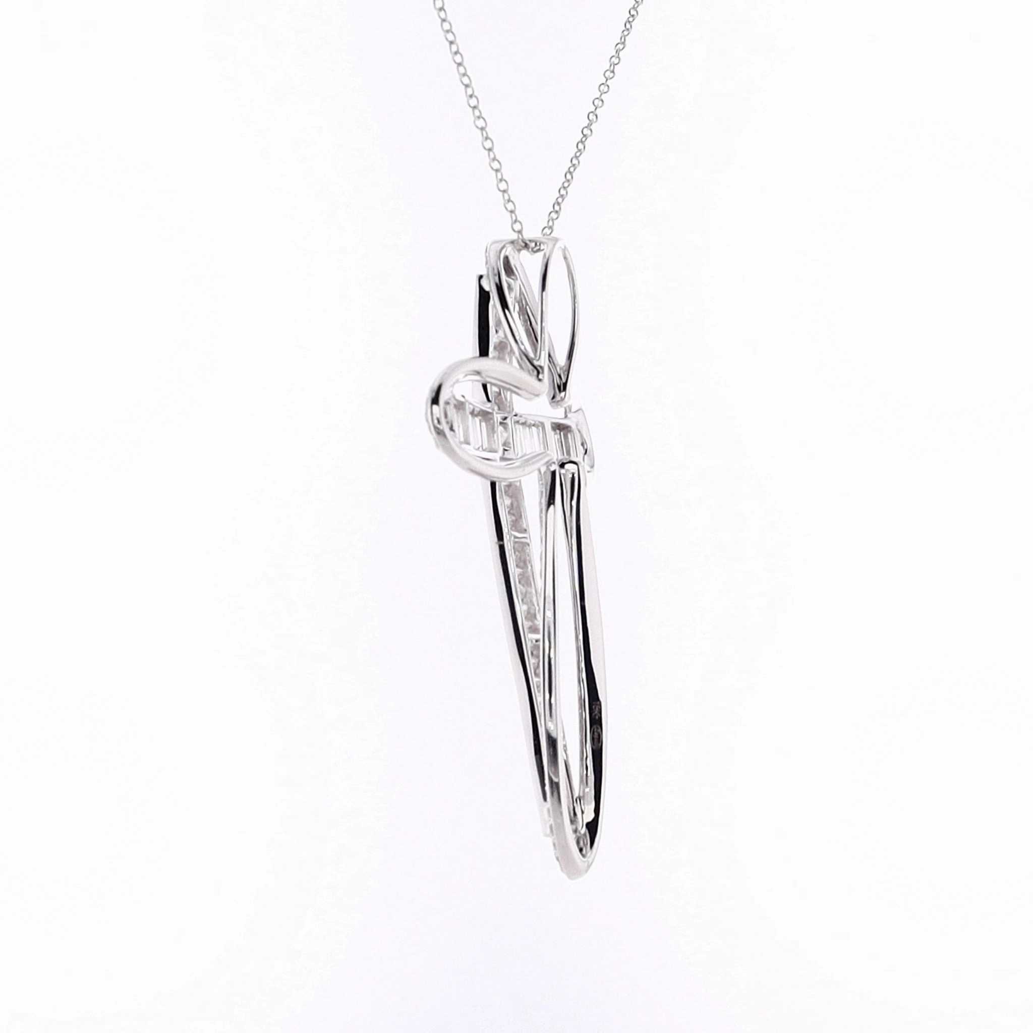 Estate 18 Karat White Gold Diamond Cross Pendant Necklace