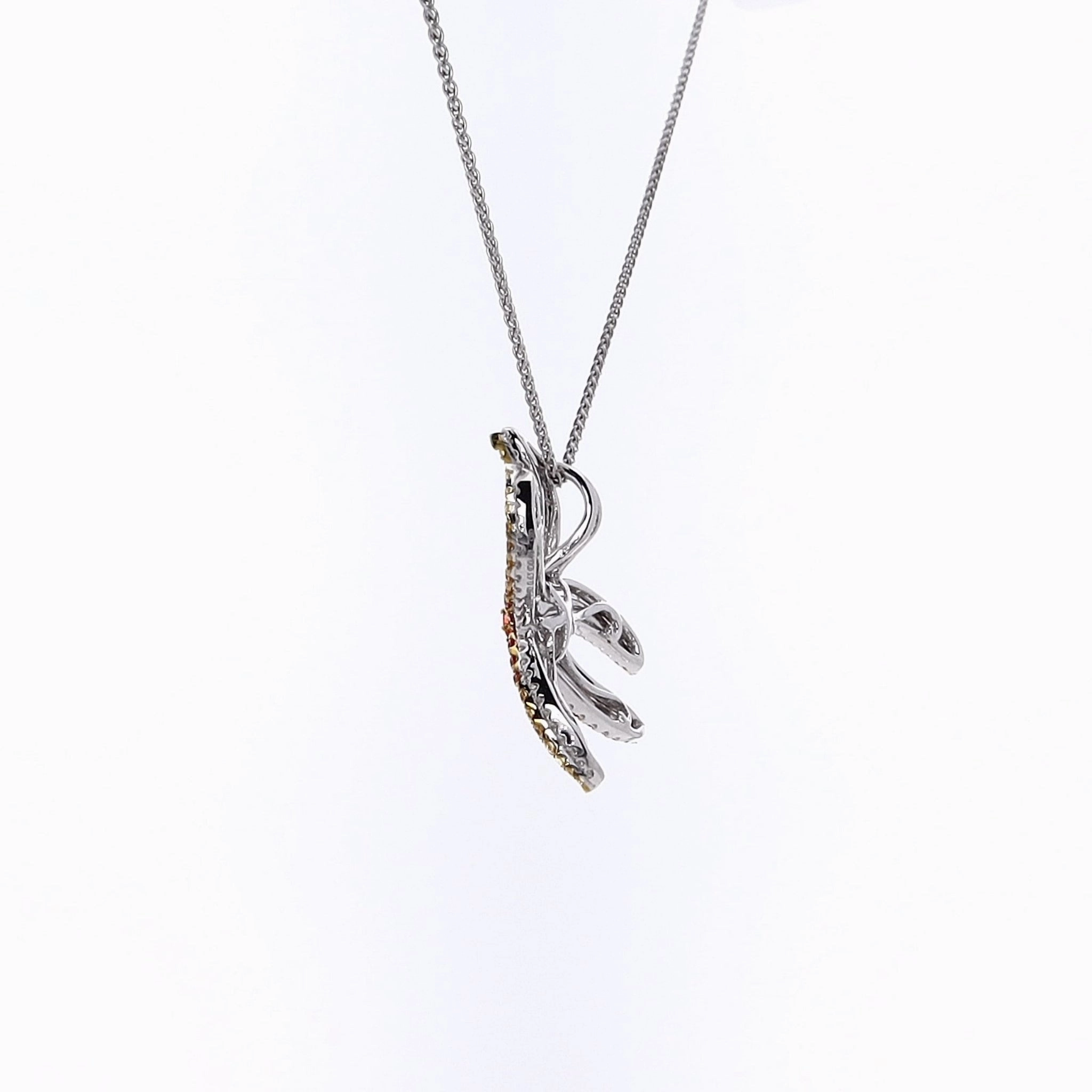 Estate 18 Karat White Gold Multi Colored Sapphire and Diamond Star Fish Pendant Necklace
