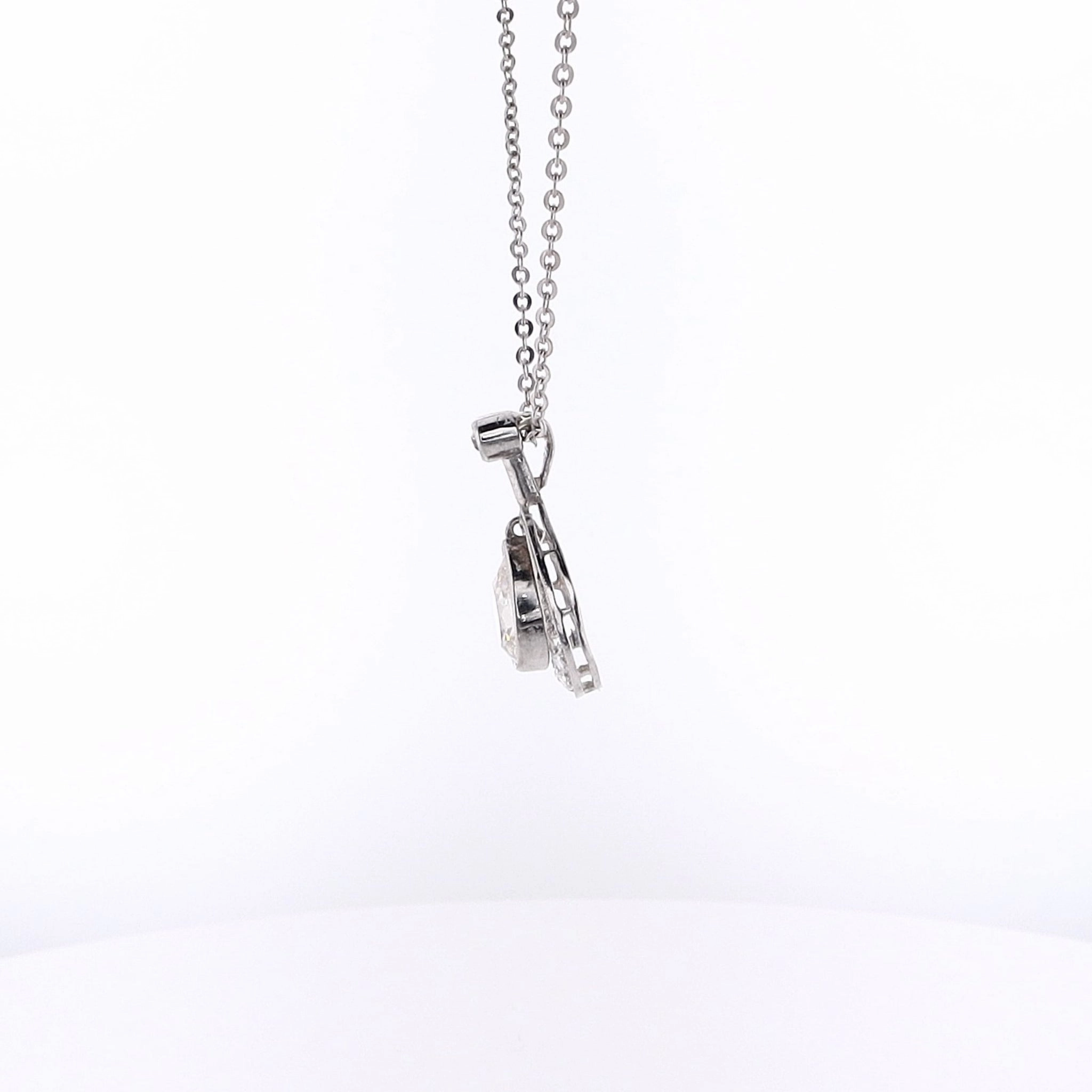 Estate Platinum and 14 Karat White Gold Diamond Pendant Necklace