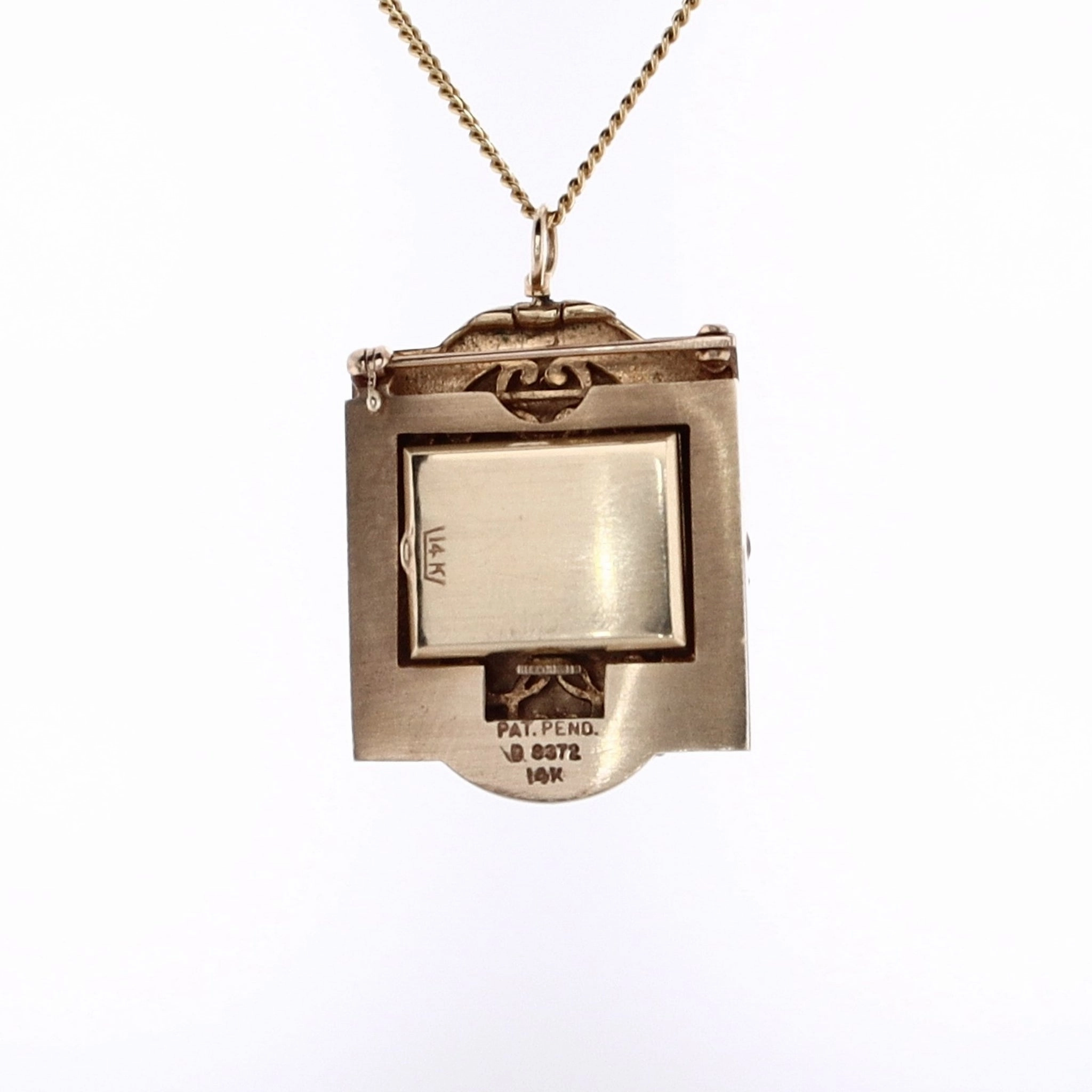 Estate Ruby King 14 and 18 Karat Yellow Gold Portrait Lady Diamond and Watch Pin Pendant Necklace
