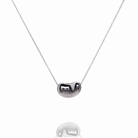 Estate Tiffany & Co Elsa Peretti Sterling Silver Polished Bean Pendant Necklace
