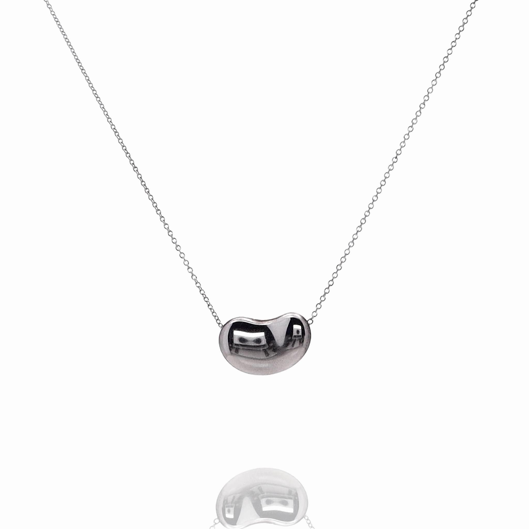 Estate Tiffany & Co Elsa Peretti Sterling Silver Polished Bean Pendant Necklace