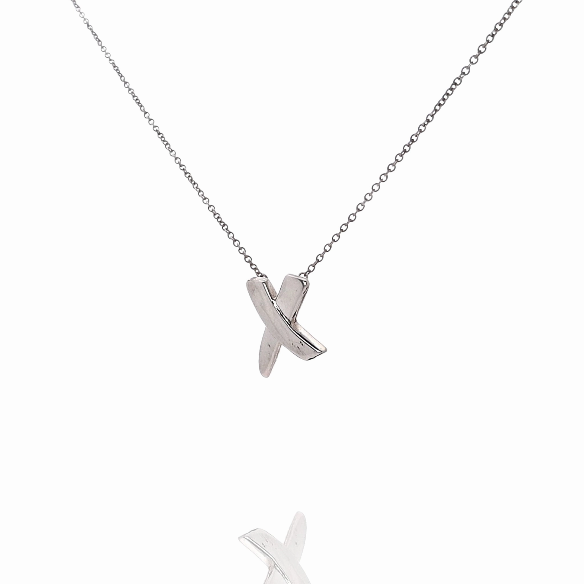 Estate Tiffany & Co Graffiti Collection Sterling Silver "X" Pendant Necklace