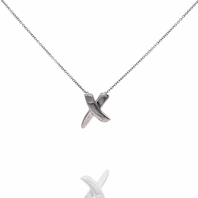 Estate Tiffany & Co Graffiti Collection Sterling Silver "X" Pendant Necklace