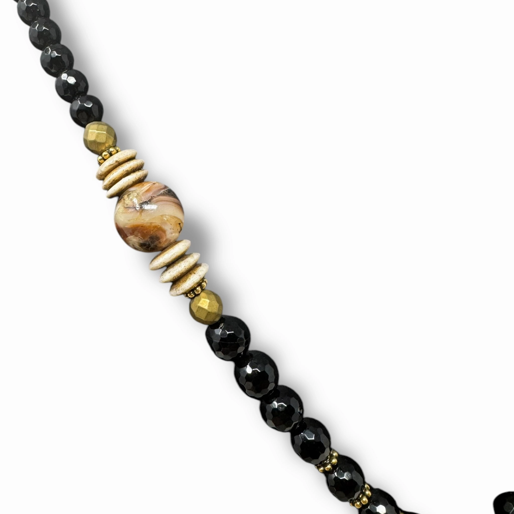 Faceted Bead Leaf Pendant Long Necklace By Unbranded