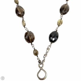 Faceted Smoky Quartz & Sterling Silver Station Necklace By Unbranded