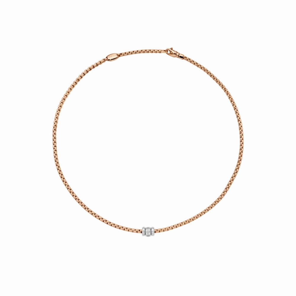 Fope Eka 18RW Necklace with Rhombus Set Diamonds D.18tw 17"