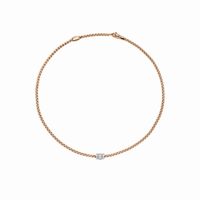 Fope Eka 18RW Necklace with Rhombus Set Diamonds D.18tw 17"