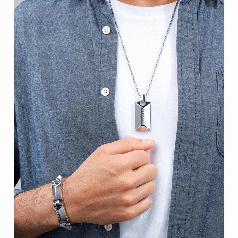 Geometric Metal Necklace By Police For Men