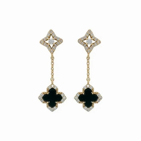 Georgini Midnight Velvet Black Agate Fairwater Drop Earrings - Gold