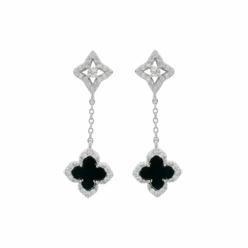 Georgini Midnight Velvet Black Agate Fairwater Drop Earrings - Silver