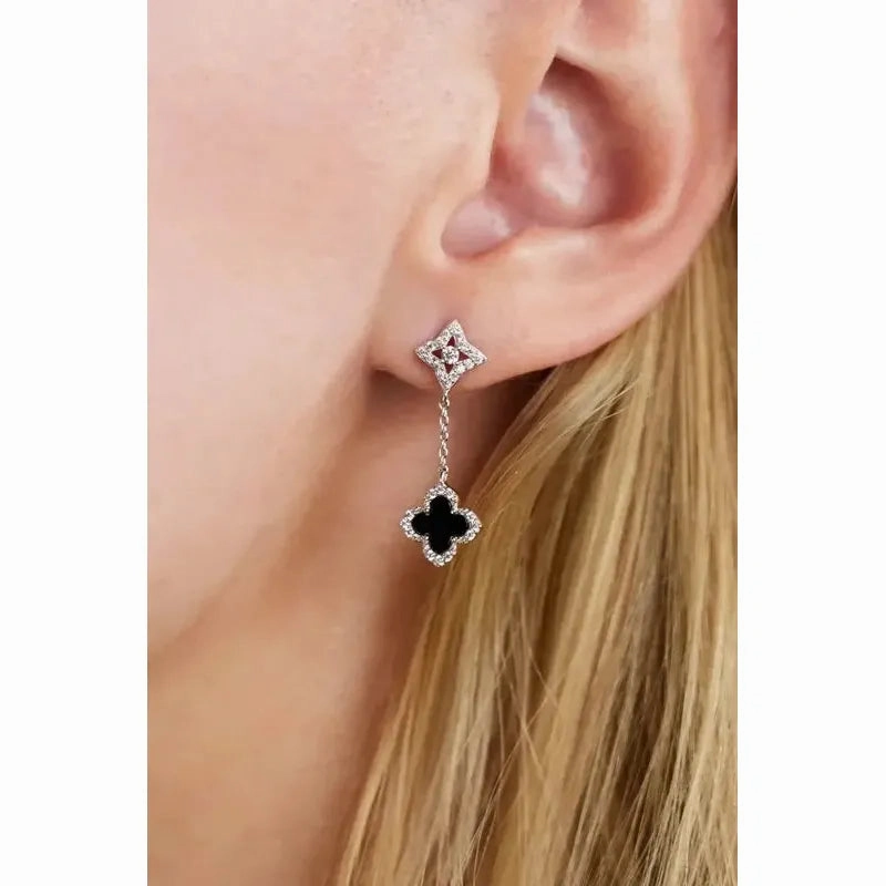 Georgini Midnight Velvet Black Agate Fairwater Drop Earrings - Silver