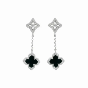 Georgini Midnight Velvet Black Agate Fairwater Drop Earrings - Silver