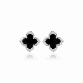 Georgini Midnight Velvet Black Agate Fairwater Stud Earrings - Silver
