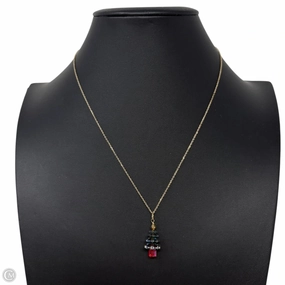 Gold Over Sterling & Crystal Christmas Tree Necklace By Unbranded