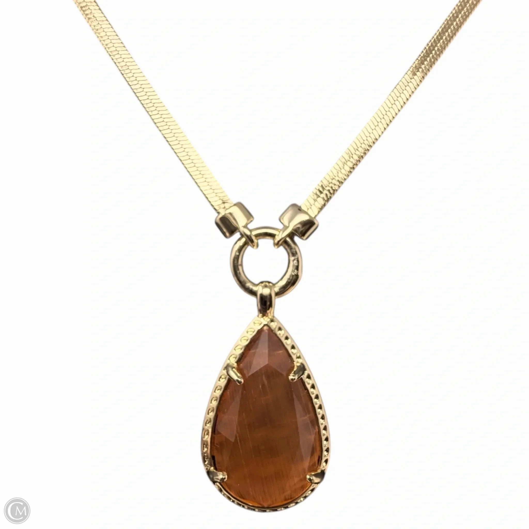 Gold Plated Kiri Coral Tear Drop Necklace By Kendra Scott