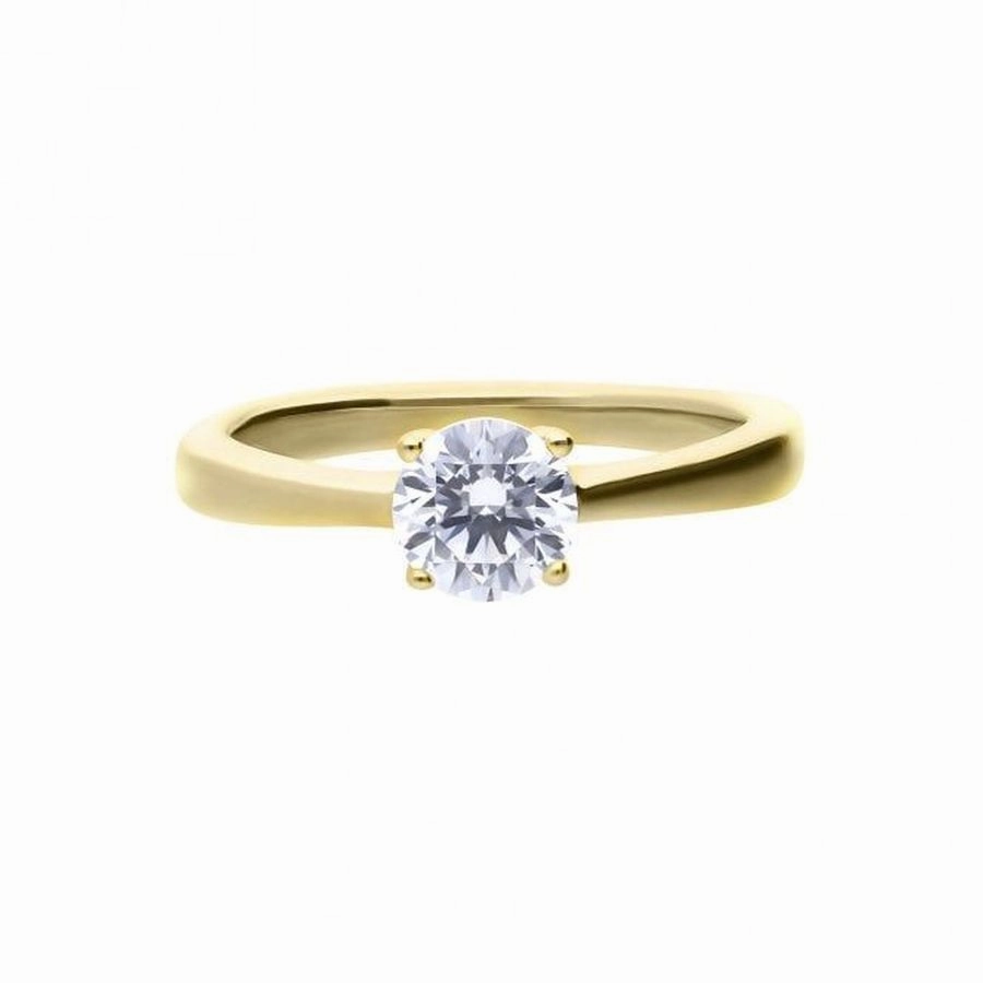Gold Plated Silver 1.00ct Cubic Zirconia Solitaire Ring, size P 1/2