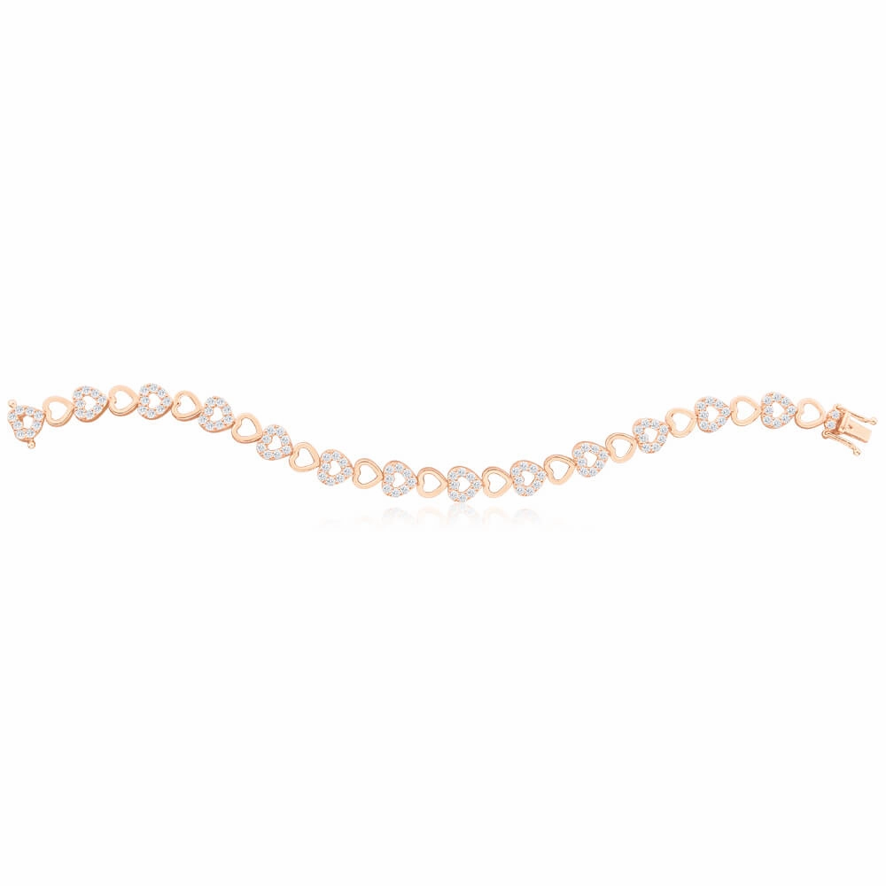 Gold Plated Sterling Silver Cubic Zirconia 19cm Bracelet