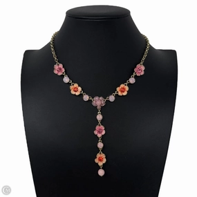 Gold-Tone Flower and Crystal Lariat Necklace By Betsey Johnson