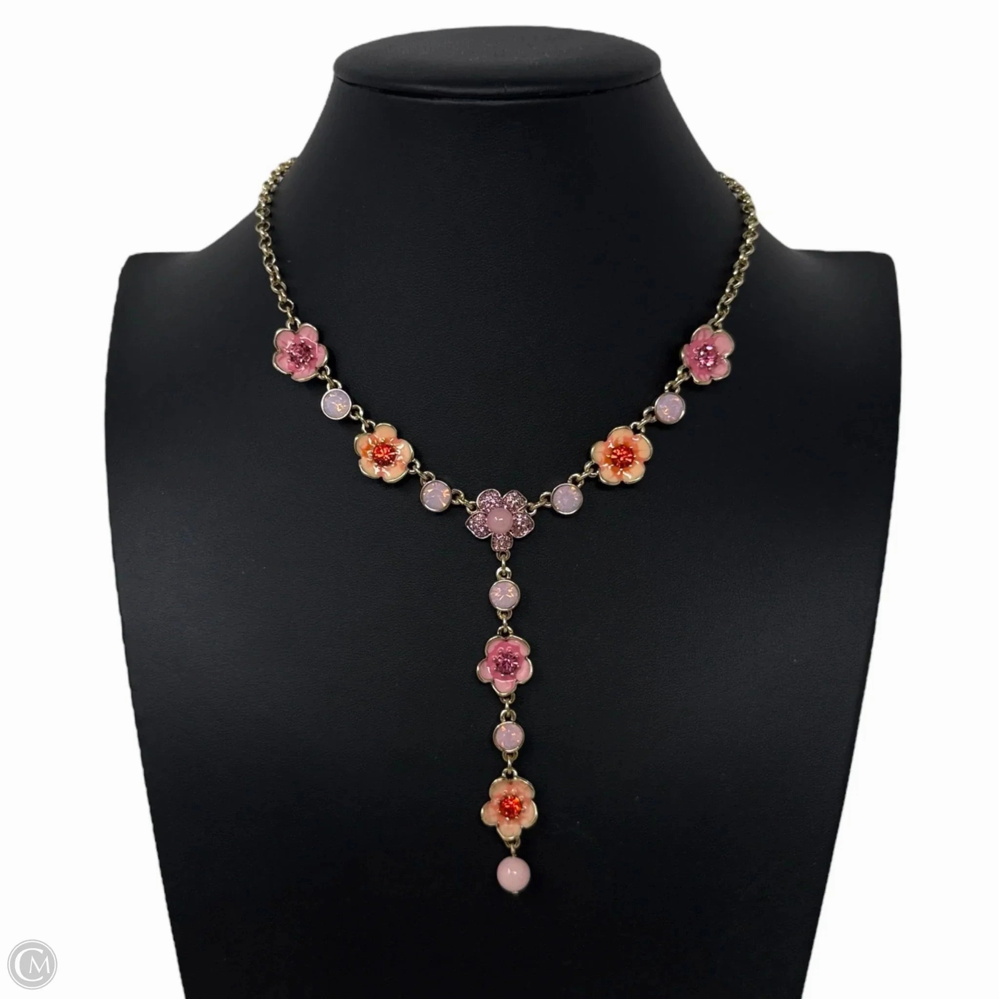 Gold-Tone Flower and Crystal Lariat Necklace By Betsey Johnson