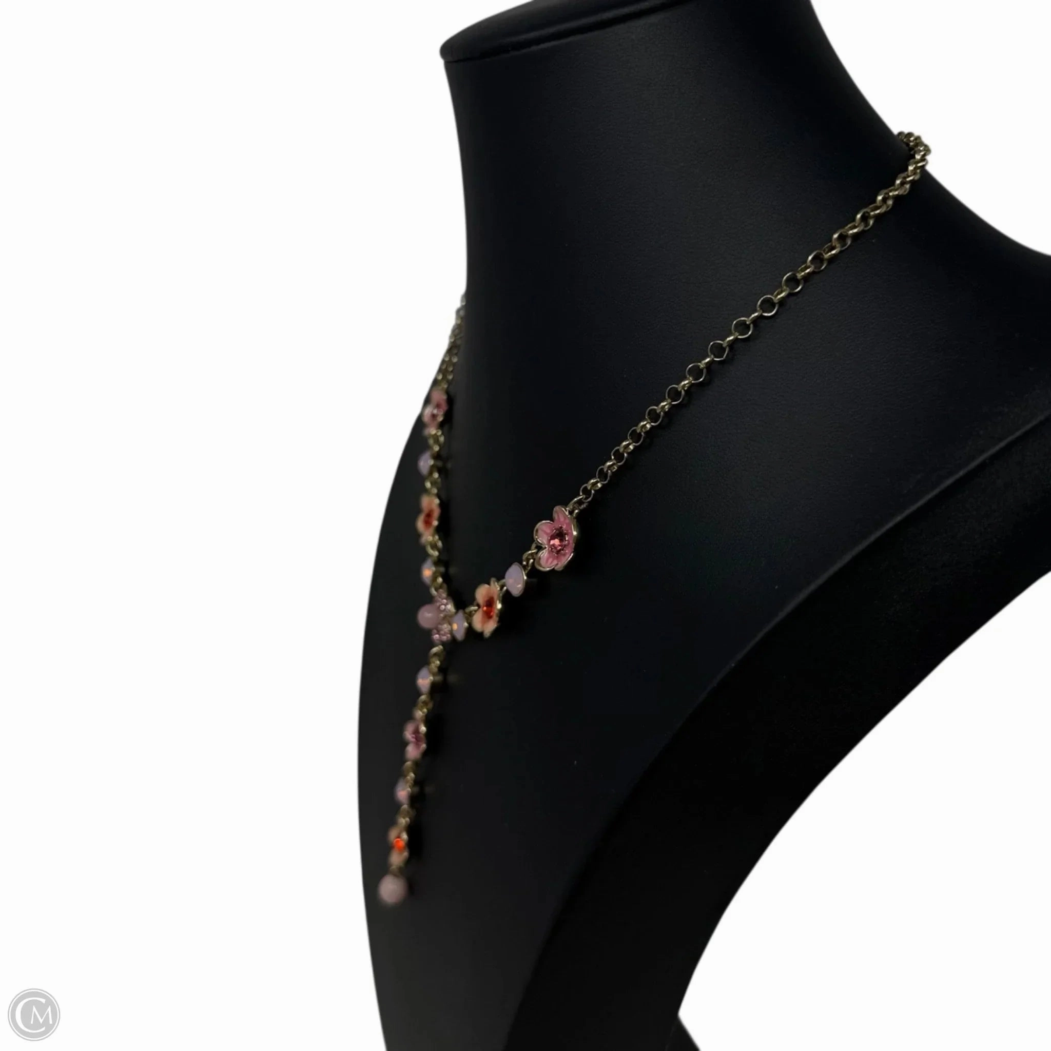 Gold-Tone Flower and Crystal Lariat Necklace By Betsey Johnson