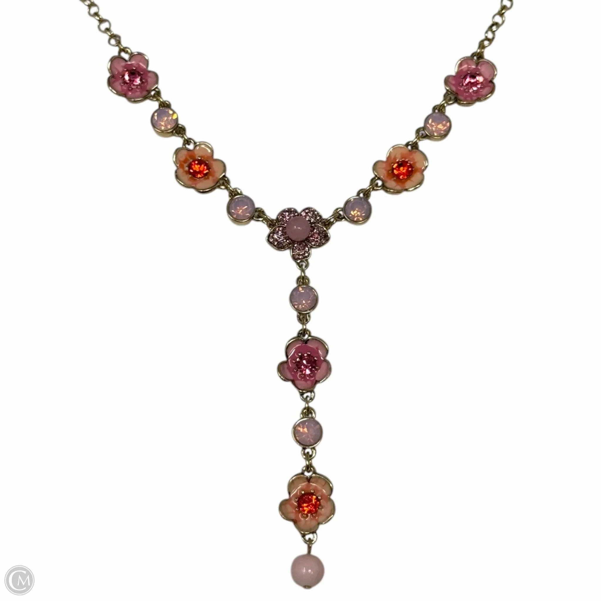 Gold-Tone Flower and Crystal Lariat Necklace By Betsey Johnson