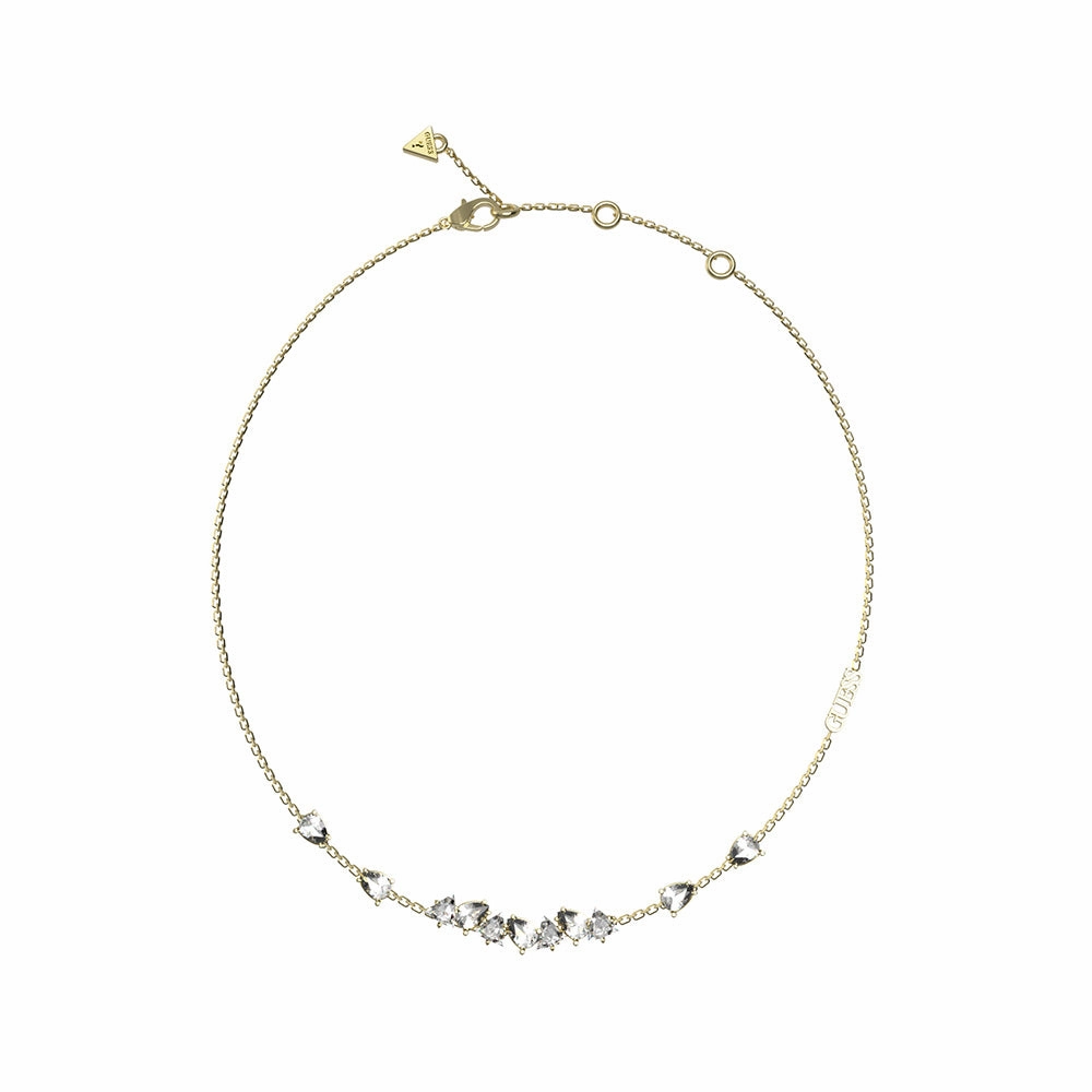 Guess Gold Plated Stainless Steel Multi Crystal 16-18" Chain