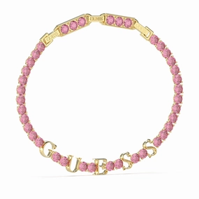 Guess Gold-Plated Stainless-Steel Pink Tennis Bracelet