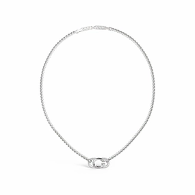 Guess Stainless Steel G Logo And Crystals Tennis 16-18" Chain