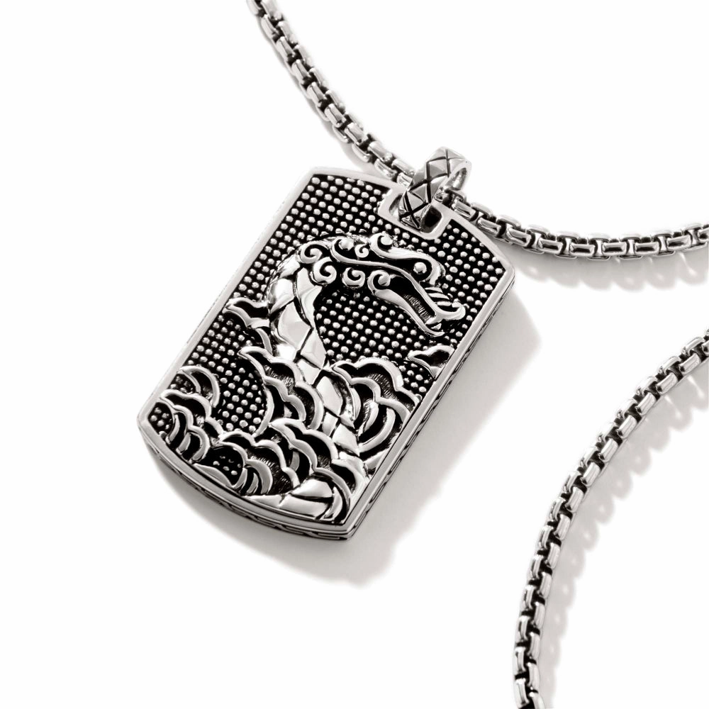 John Hardy Legends Naga Dog Tag Necklace