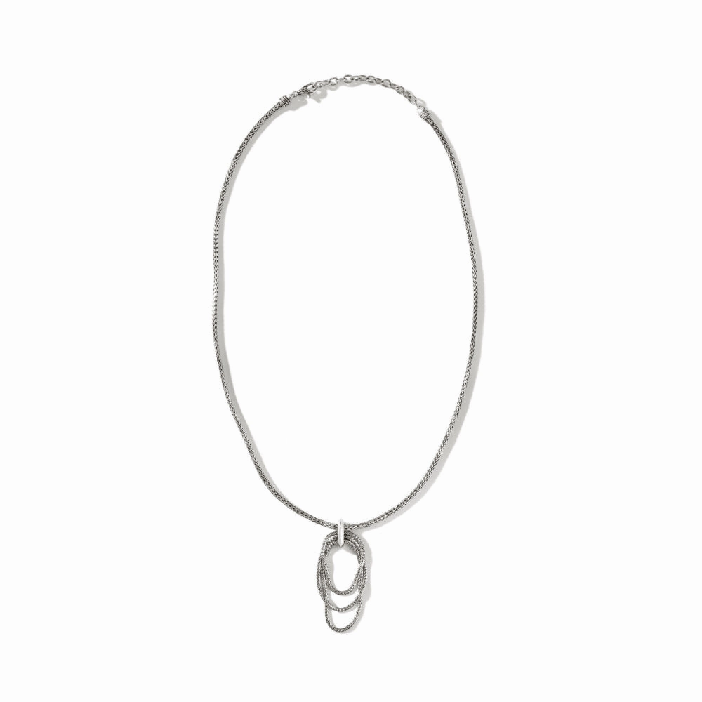 John Hardy SS Classic Chain Link Drop Pendant Necklace 18-20"