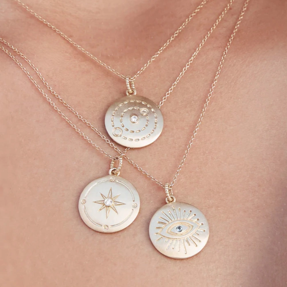 Judith Ripka 14k Little Luxuries Cosmic Medallion Necklace with Diamonds