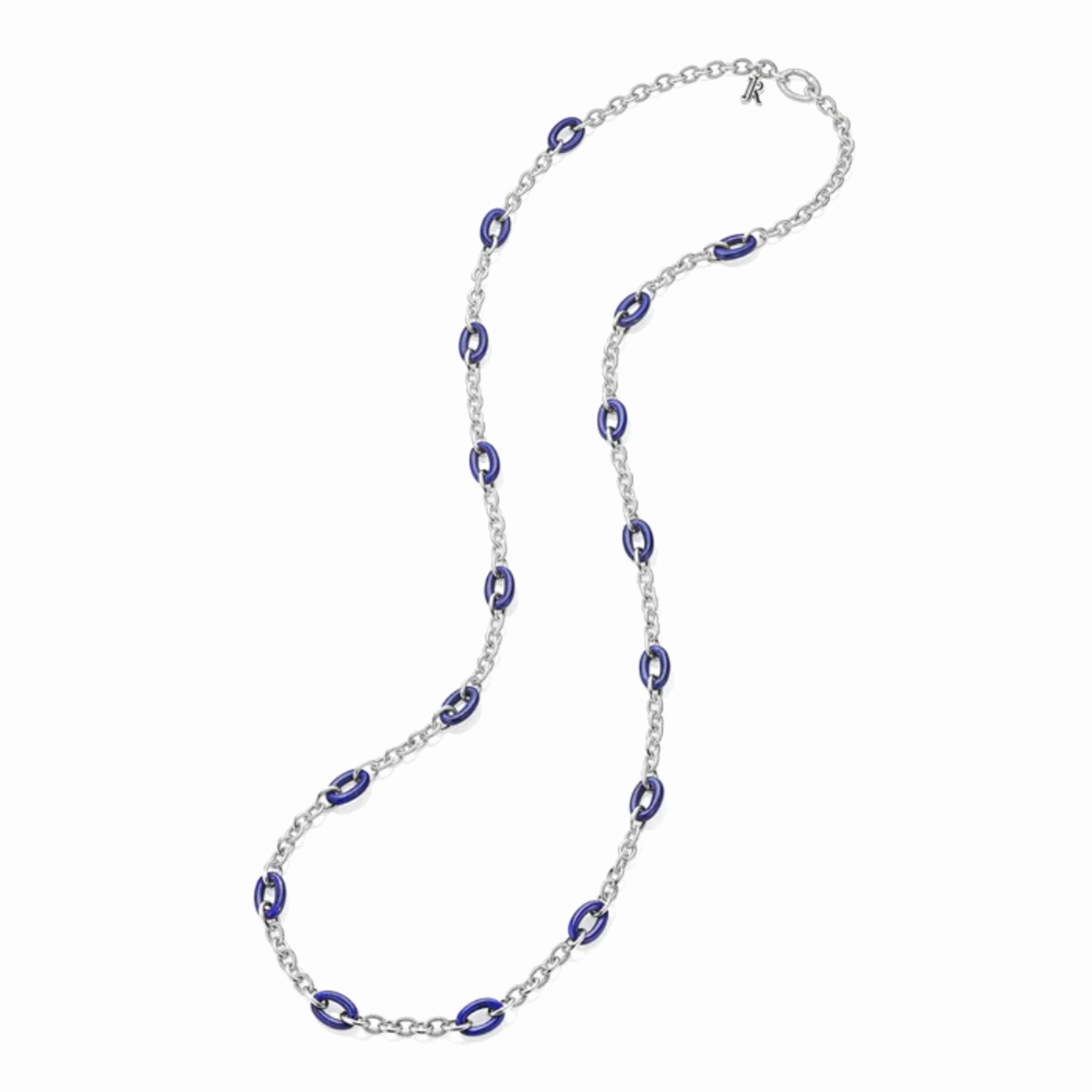 Judith Ripka Sterling Silver Eternity Long Signature Link Lapis Necklace