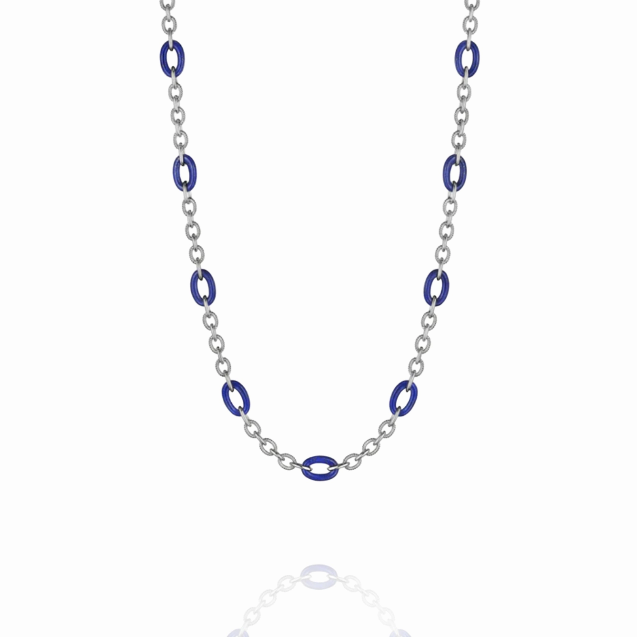 Judith Ripka Sterling Silver Eternity Long Signature Link Lapis Necklace